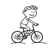 Boy riding a bicycle drawing vehicle cartoon.