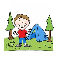 Camping outdoors drawing cartoon.