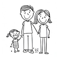 Family drawing cartoon sketch.