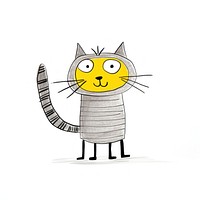 Grey cat happy cartoon drawing sketch.