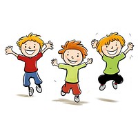 Jumping kids cartoon drawing sketch | Free Photo Illustration - rawpixel