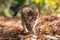 Kitten exploring animal mammal autumn.