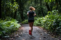 Woman jogging running forest shorts.