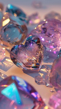  Heart shaped crystals amethyst gemstone jewelry. AI generated Image by rawpixel.