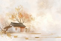 Chinese house with tree architecture building outdoors.