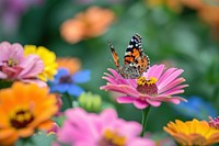 Butterfly eating nectar outdoors flower nature. AI generated Image by rawpixel.