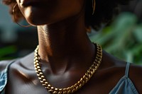 Gold chain necklace jewelry adult woman. AI generated Image by rawpixel.