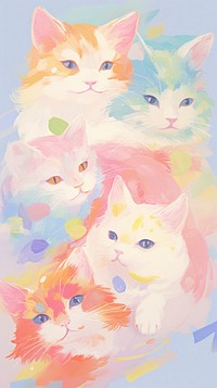  Cats painting drawing animal. AI generated Image by rawpixel.