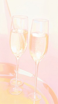  Champagne glasses drink refreshment transparent. AI generated Image by rawpixel.