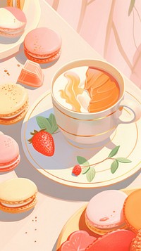  Coffee cup and cookies on the plate food meal dish. AI generated Image by rawpixel.