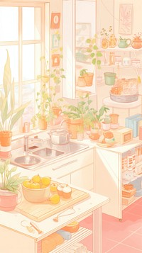  Kitchen room plant architecture houseplant. AI generated Image by rawpixel.