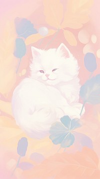  White cat animal mammal kitten. AI generated Image by rawpixel.