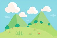  Green hills with clouds and shurb outdoors nature land. AI generated Image by rawpixel.