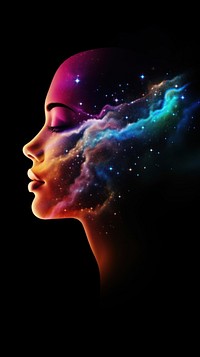  Galaxy illusion of womans face portrait nebula nature. AI generated Image by rawpixel.