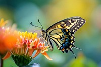 Butterfly drinking nectar flower animal insect. 