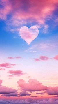  Fantasy evening sky background with heart shaped clouds backgrounds outdoors nature. 