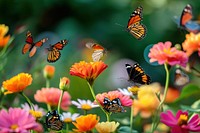 Group of butterfly flower outdoors nature. AI generated Image by rawpixel.