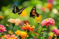 Group of butterfly flower outdoors nature. AI generated Image by rawpixel.