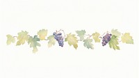 Grapes and grape leaves divider watercolour illustration plant vine leaf.