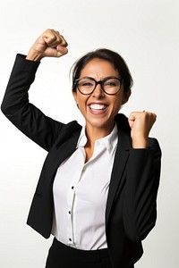 Mexican business woman cheering portrait glasses smile. AI generated Image by rawpixel.