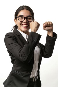Mexican business woman cheering portrait glasses adult. AI generated Image by rawpixel.