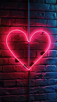  Heart sheaped neon sign light wall illuminated. AI generated Image by rawpixel.