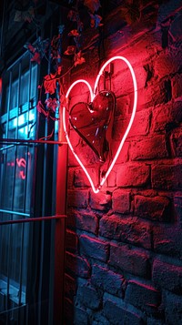 Heart sheaped neon sign architecture illuminated darkness. AI generated Image by rawpixel.