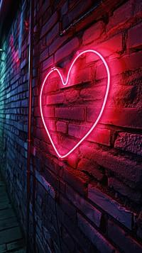  Heart sheaped neon sign wall architecture illuminated. AI generated Image by rawpixel.