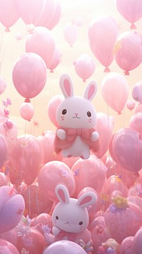  Bunnys balloon fun representation. AI generated Image by rawpixel.