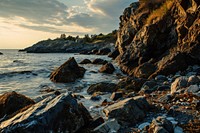 Rocky shore landscape promontory outdoors. AI generated Image by rawpixel.