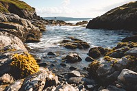 Rocky shore landscape outdoors nature. AI generated Image by rawpixel.