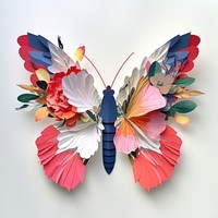 Cut paper collage with butterfly art origami wing.