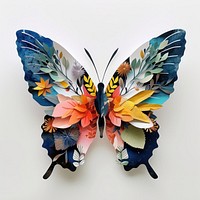 Cut paper collage with butterfly art animal insect.