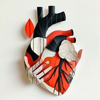 Cut paper collage with heart hand red creativity.