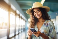 Samoan girls traveler smiling looking selfie.