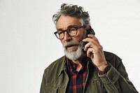 Man making phone call portrait glasses adult. AI generated Image by rawpixel.