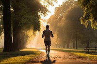 Men jogging running adult backlighting. AI generated Image by rawpixel.
