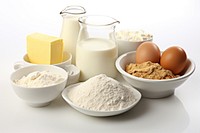 Breakfast ingredients dairy food milk.