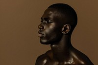 Skin model black hairstyle portrait.