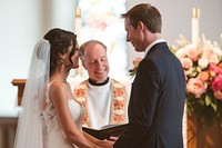 Bride and groom at the altar wedding dress adult.