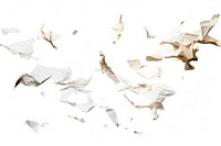 Pieces of torn paper backgrounds flying white.