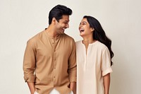 Indian couple cheerful laughing adult.