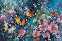 Group of butterfly in a garden painting outdoors animal. AI generated Image by rawpixel.