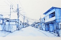 Drawing japan street sketch city road.