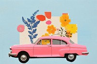  Car with flower on top art painting vehicle. AI generated Image by rawpixel.