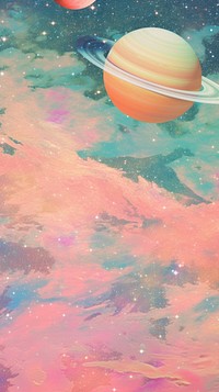  Saturn in galaxy space astronomy universe. AI generated Image by rawpixel.