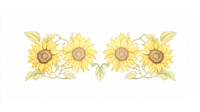 Sunflower symmetric watercolour illustration plant white background inflorescence.