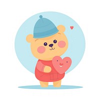  Teddy bear holding a heart cartoon drawing cute. AI generated Image by rawpixel.