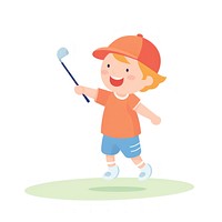  Boy playing golf cartoon sports cute. AI generated Image by rawpixel.