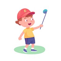  Boy playing golf cartoon sports cute. AI generated Image by rawpixel.